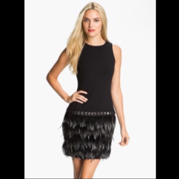michael kors feather embroidered dress